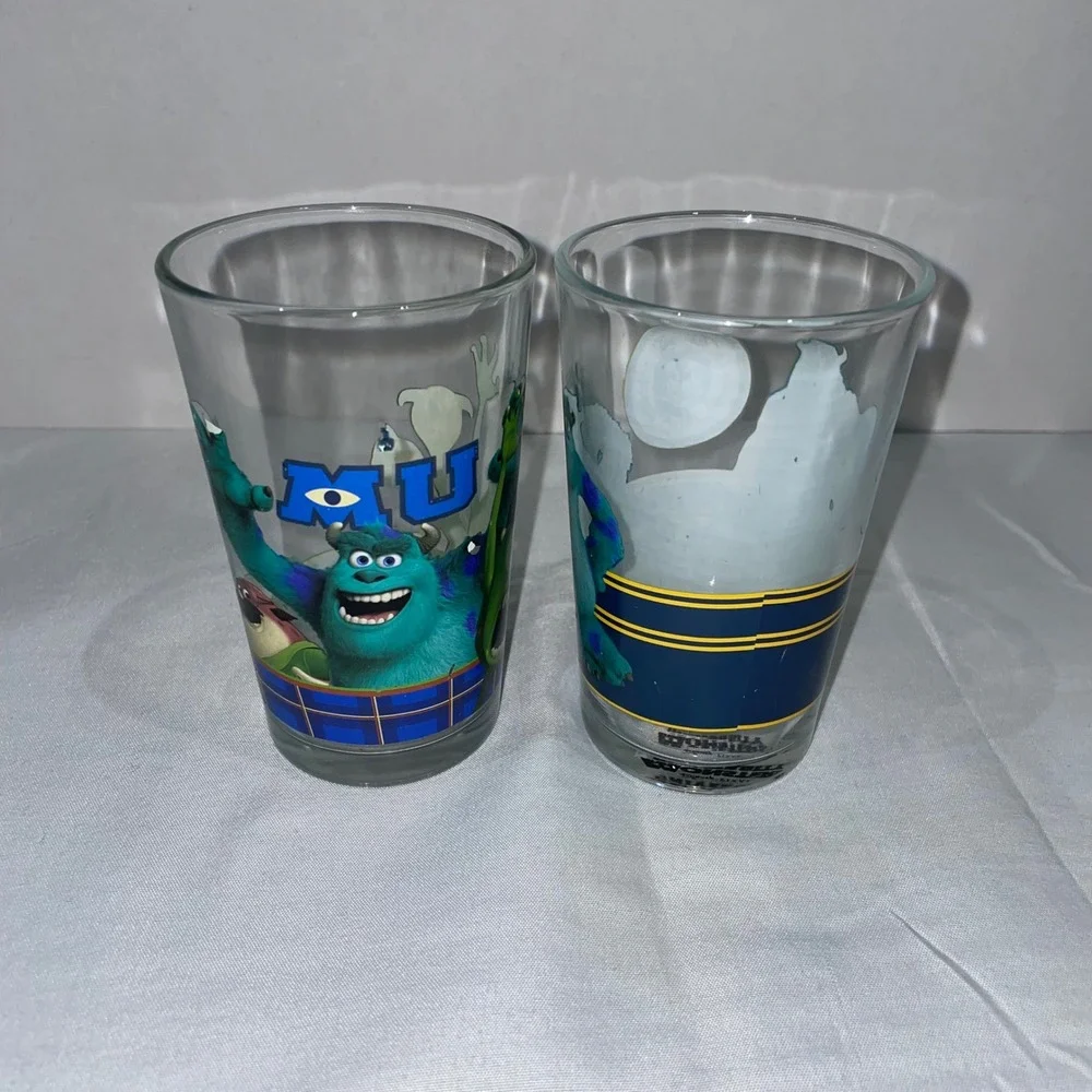Disney Pixar Monsters University Mike & Sulley Glass Tumbler Set of 2 MU Cup